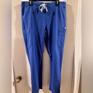FIGS Yola Scrub Pants Women Elastic Waistband. Large, denim blue. Used, good
